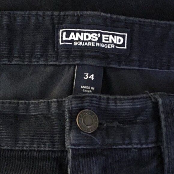 Lands End Square Rigger Corduroy Pant Mens Sz 34x32 Navy Relaxed 5 Pocket Casual - Picture 3 of 10